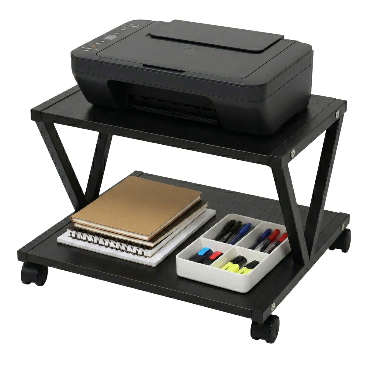 Printer Stand with Wheels – Two-Tier, Mobile Shelf