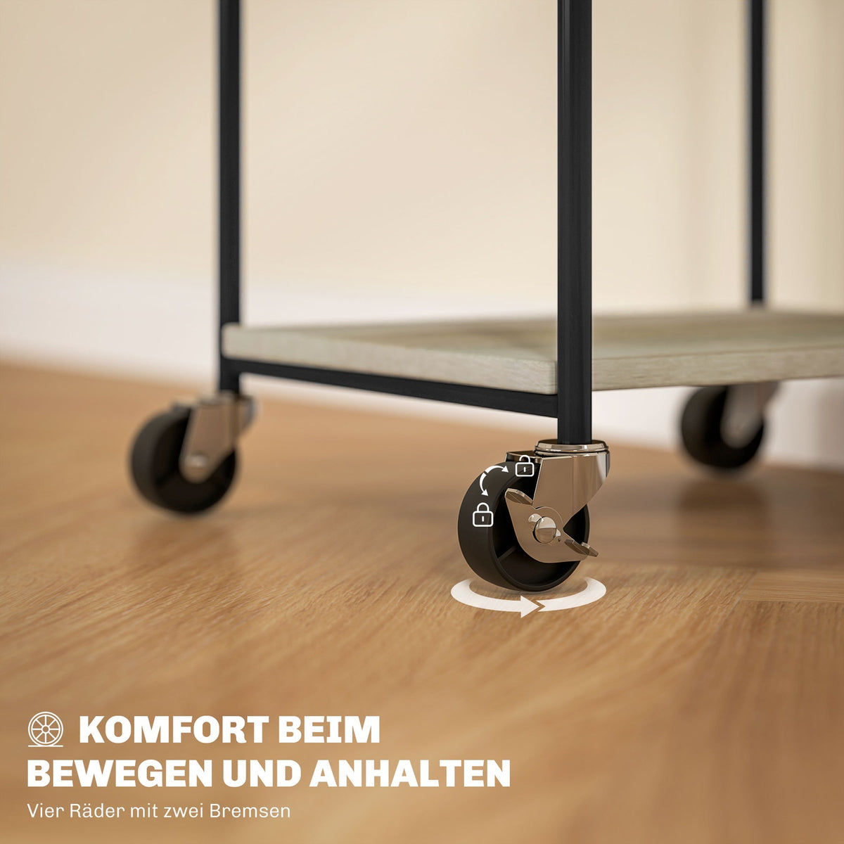 Printer table with roller, printer stand with 3 levels, printer holder, printer trolley can hold up to 12 kg, for office, study, steel, 39 x 34.5 x 81.5 cm