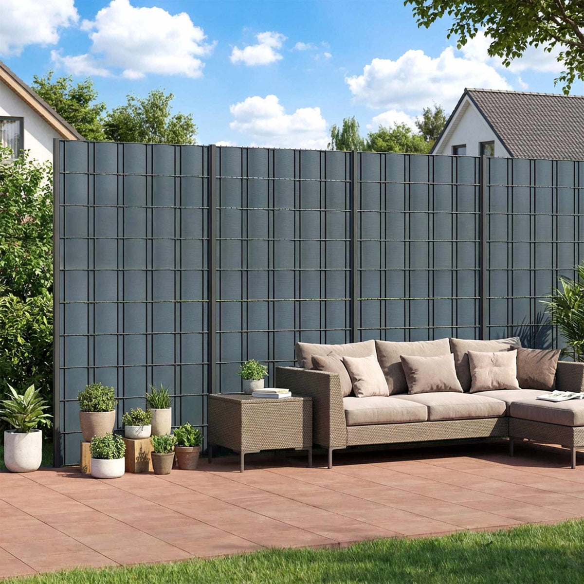 Privacy Fence Strips Set, UV-Resistant, Waterproof, 35m x 19cm, Gray
