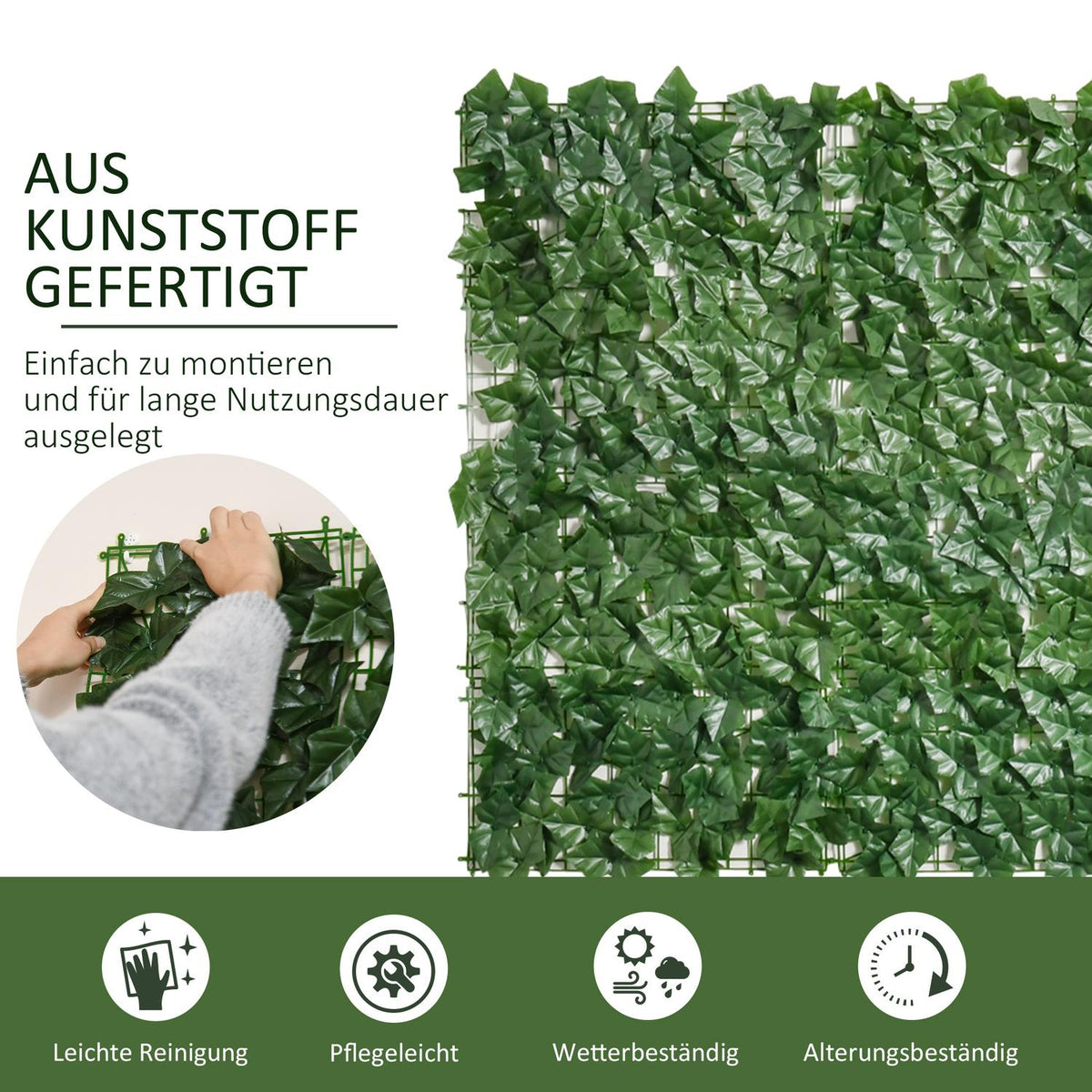 Privacy Hedge Artificial Hedge For Garden & Patio, Wall Decoration, Dark Green, 300X100Cm