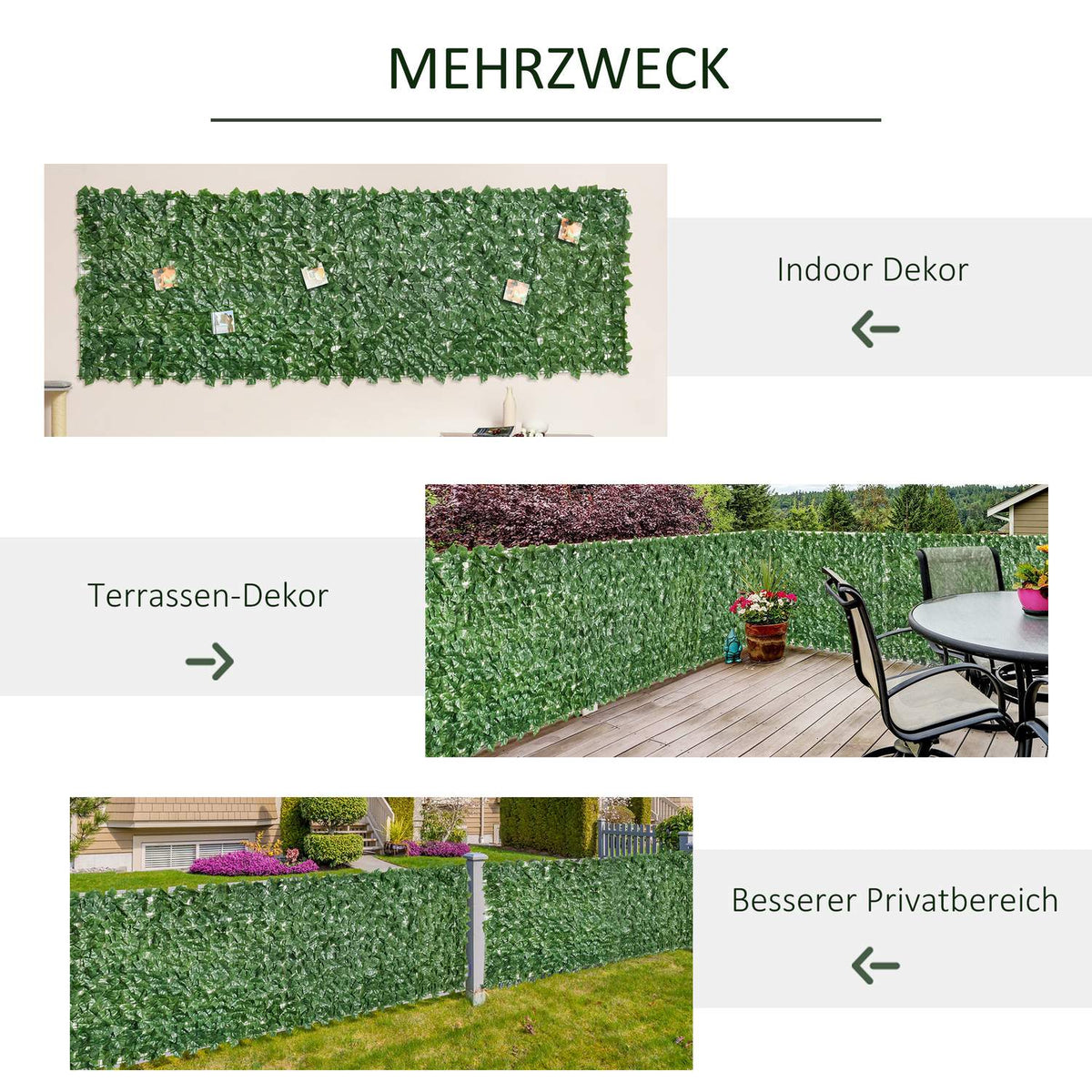 Privacy Hedge Artificial Hedge For Garden & Patio, Wall Decoration, Dark Green, 300X100Cm