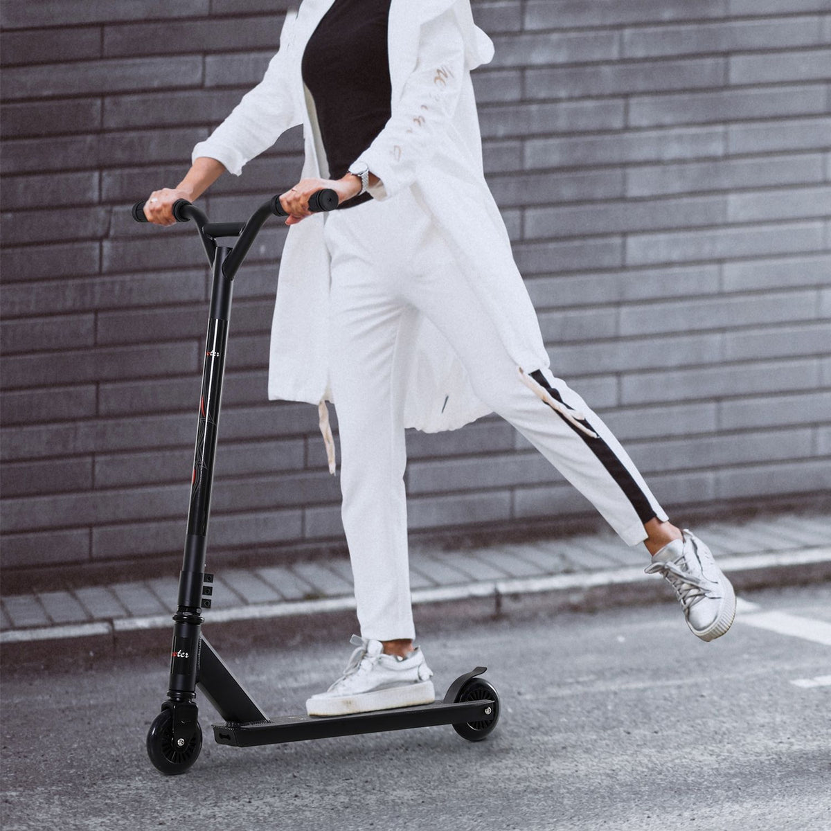 Pro Stunt Scooter, Kick Scooter, Freestyle Tricks, With 100Mm Pu Wheels, For Children And Adults, Aluminum, Black