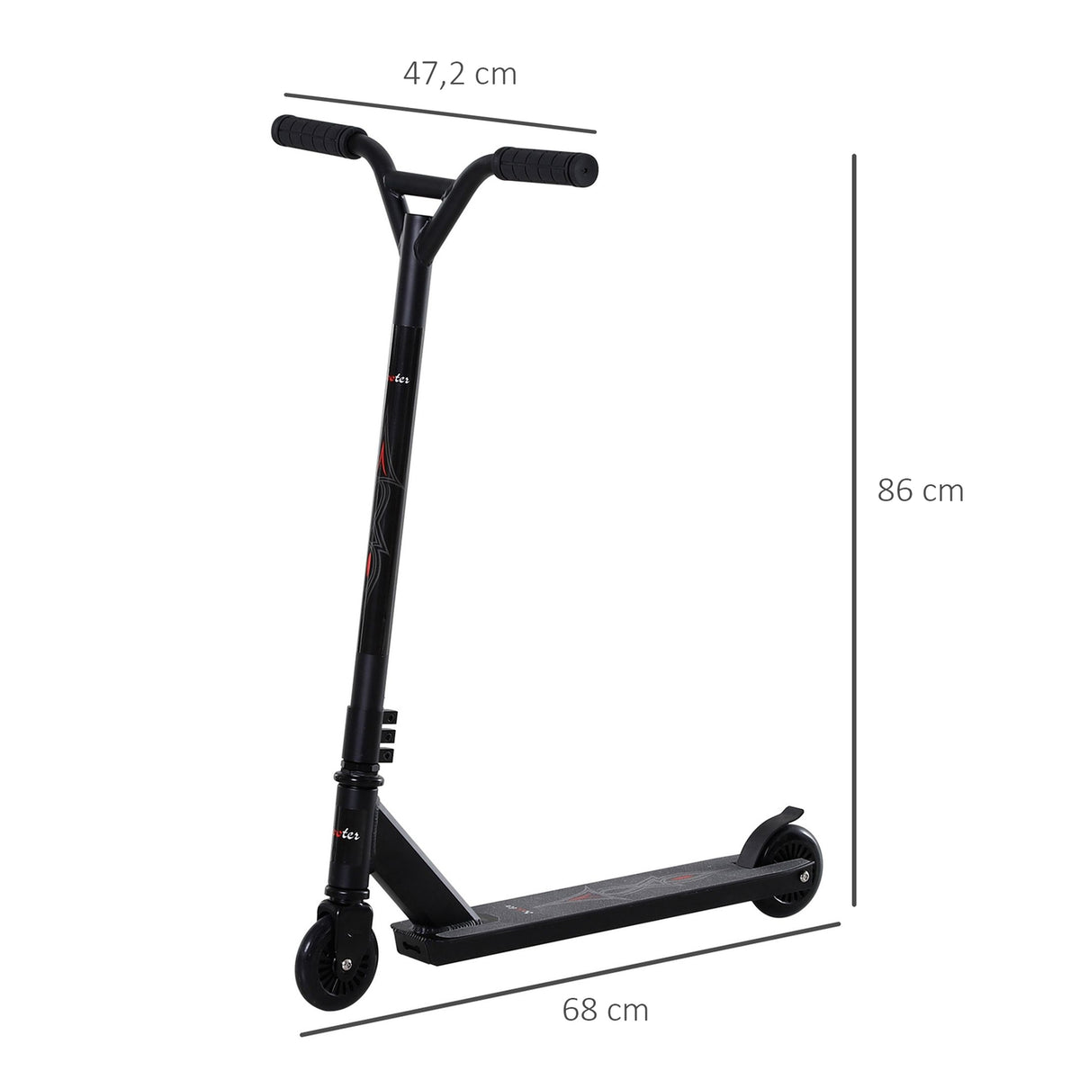 Pro Stunt Scooter, Kick Scooter, Freestyle Tricks, With 100Mm Pu Wheels, For Children And Adults, Aluminum, Black