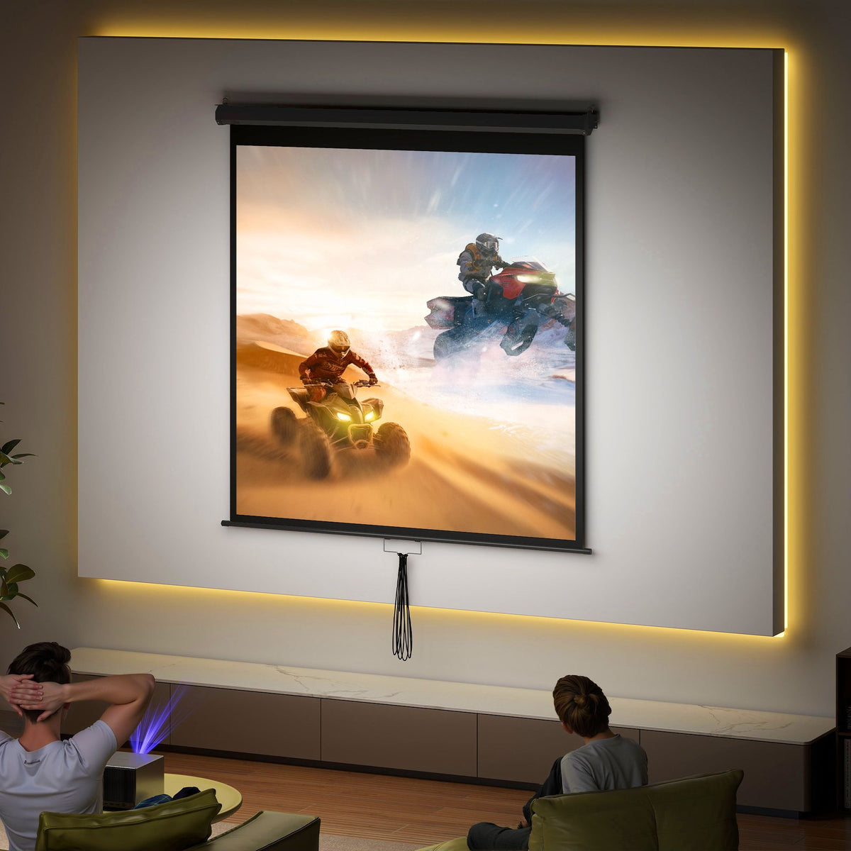 Projector Screen 85 Inch, 1:1 4K, Wall or Ceiling Mount