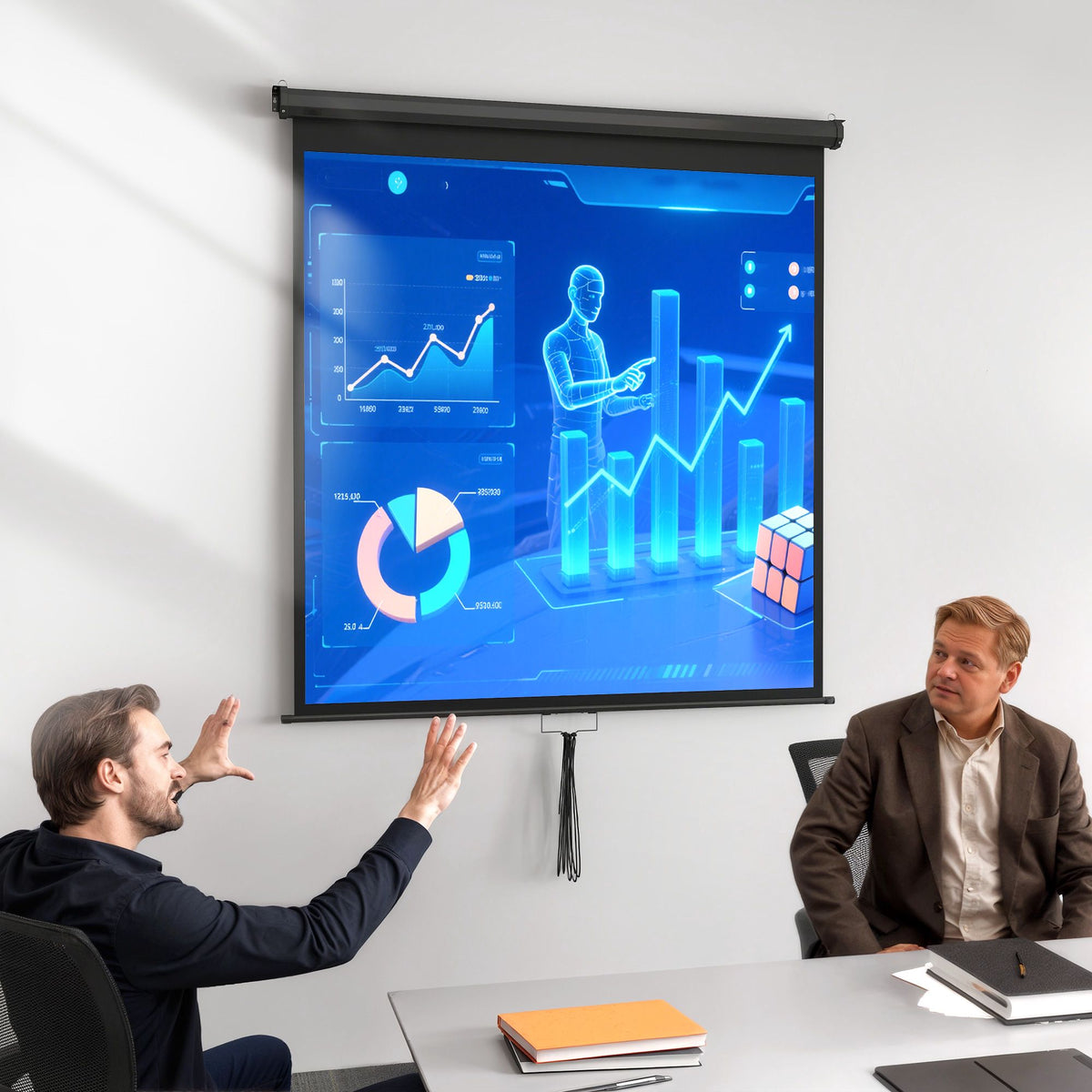 Projector Screen 85 Inch, 1:1 4K, Wall or Ceiling Mount