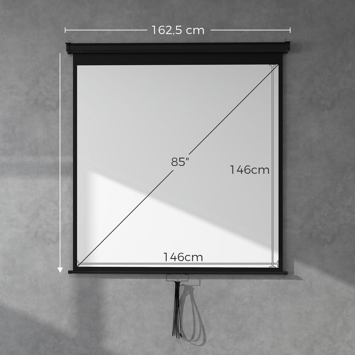 Projector Screen 85 Inch, 1:1 4K, Wall or Ceiling Mount