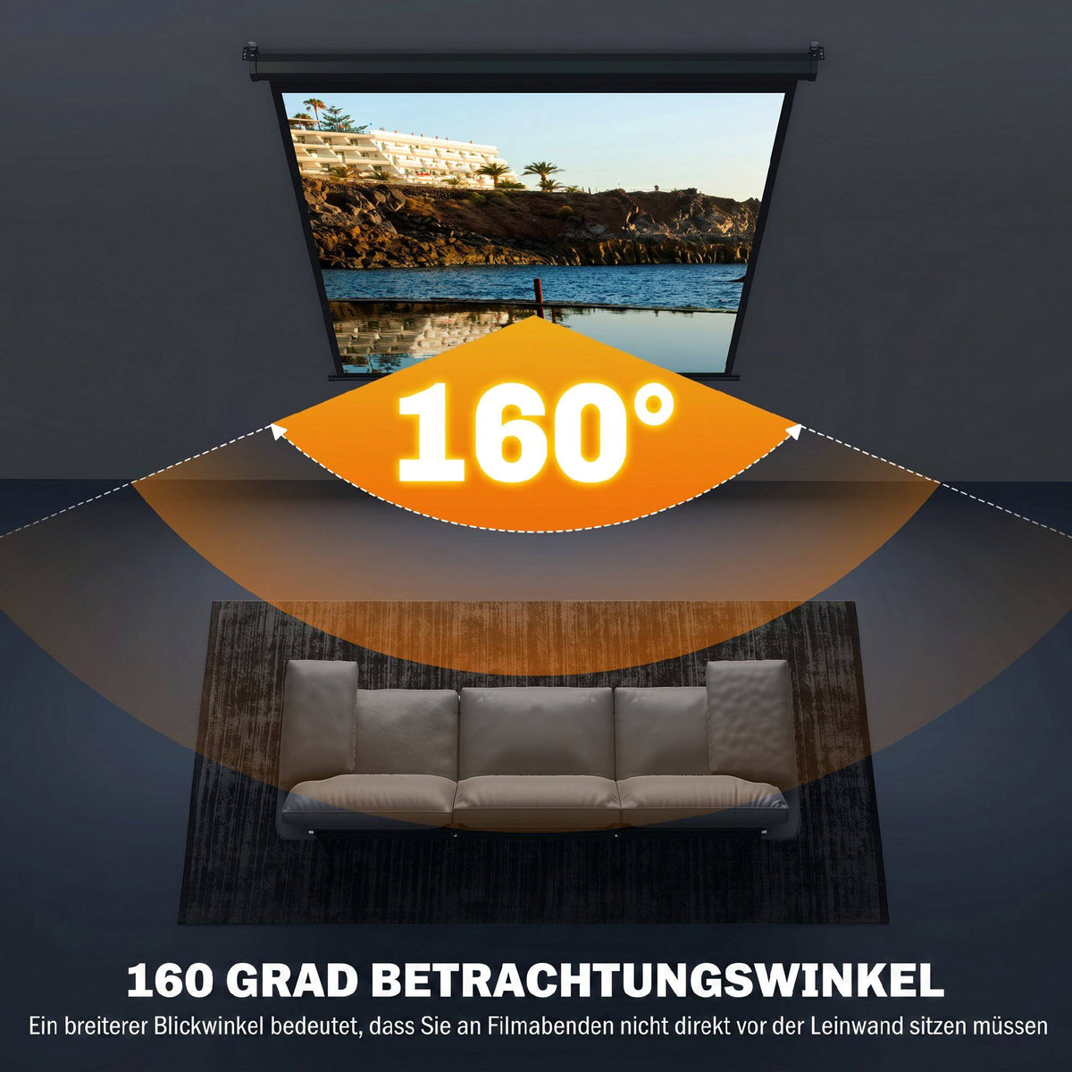 Projector Screen 85 Inch, 1:1 4K, Wall or Ceiling Mount