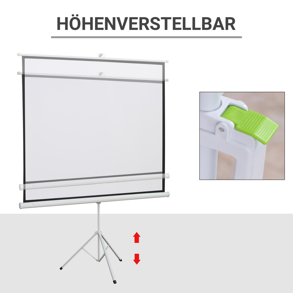 Projector screen with tripod, 4:3 projection screen, 84 inch foldable presentation wall 171 x 131 cm, height adjustable screen for home, school, meeting