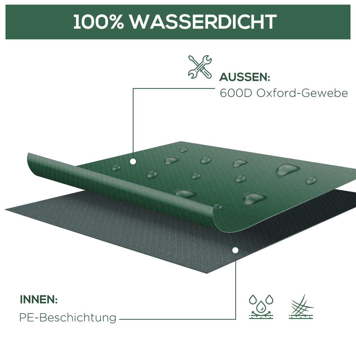 Protective Cover For Garden Furniture 600D Oxford Green 135 X 135 X 75 Cm