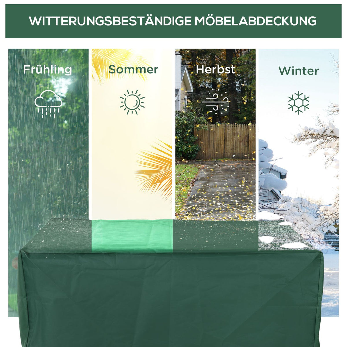 Protective Cover For Garden Furniture 600D Oxford Green 135 X 135 X 75 Cm