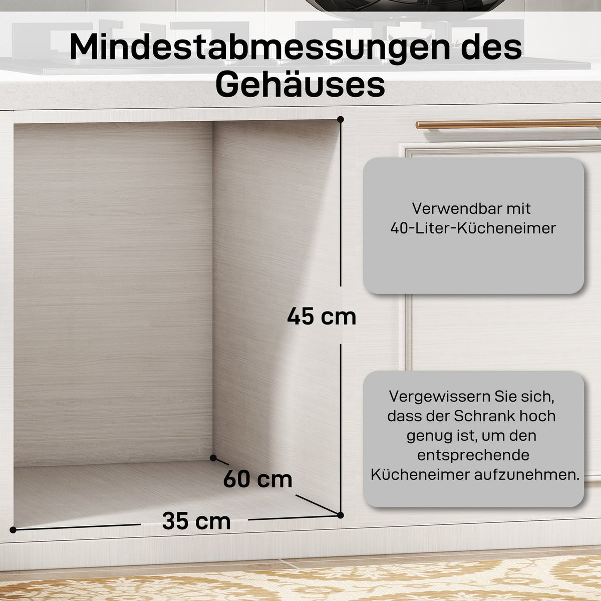 Pull-Out Trash Bin, 2x20L, Removable Bins, Gray