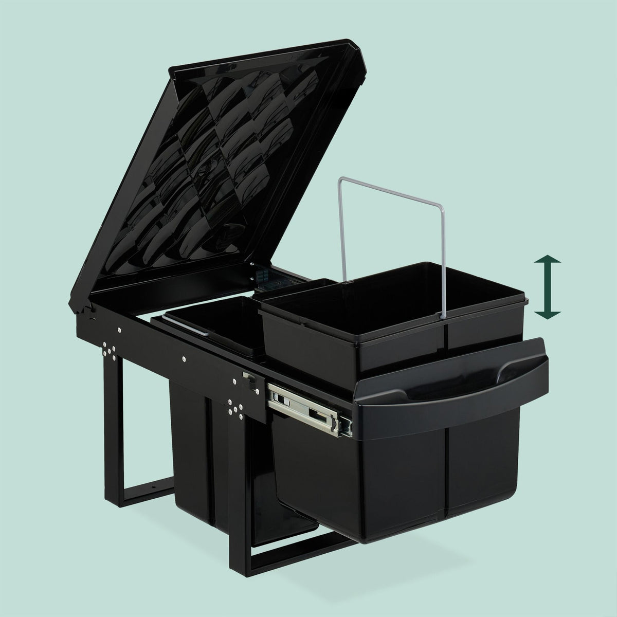 Pull-Out Waste Bin, Black – Space-Saving, Odor-Resistant