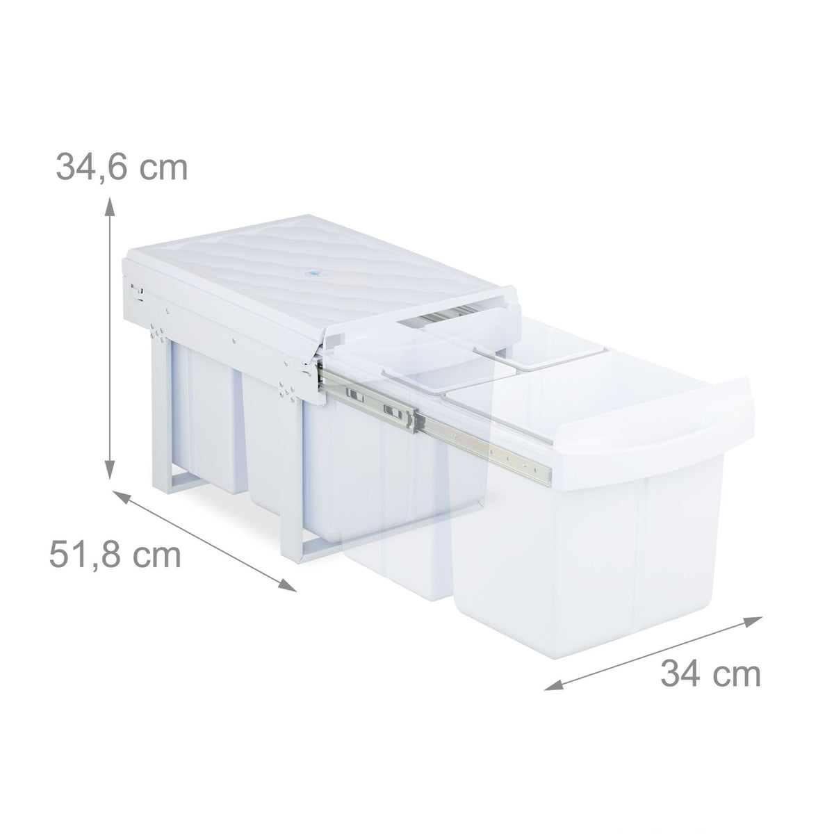 Pull-Out Waste Bin with Lid – White, Space-Saving
