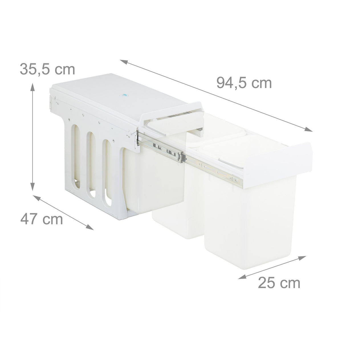 Pull-Out Waste Bin with Lid – White, Space-Saving