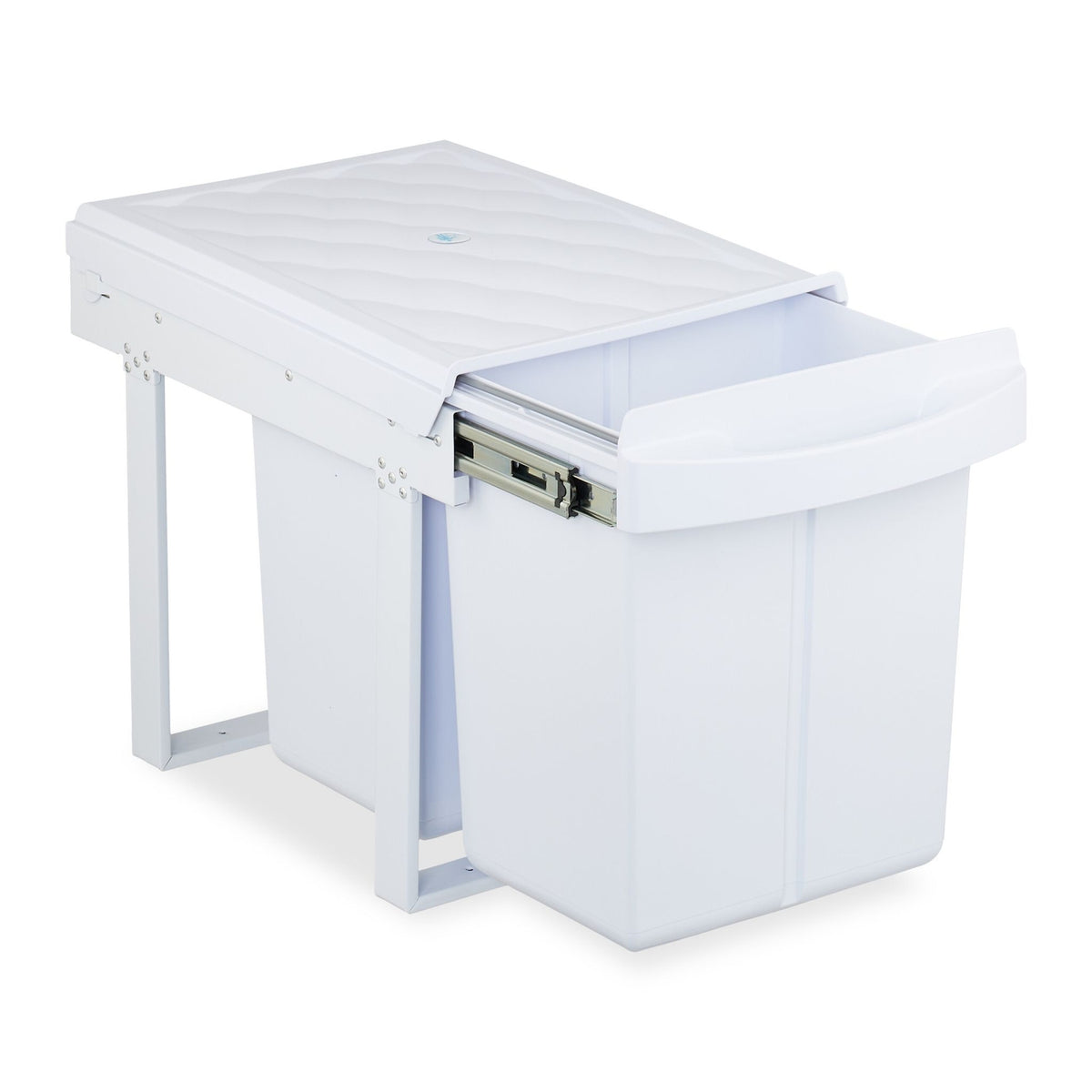 Pull-Out Waste Bin with Lid – White, Space-Saving Design