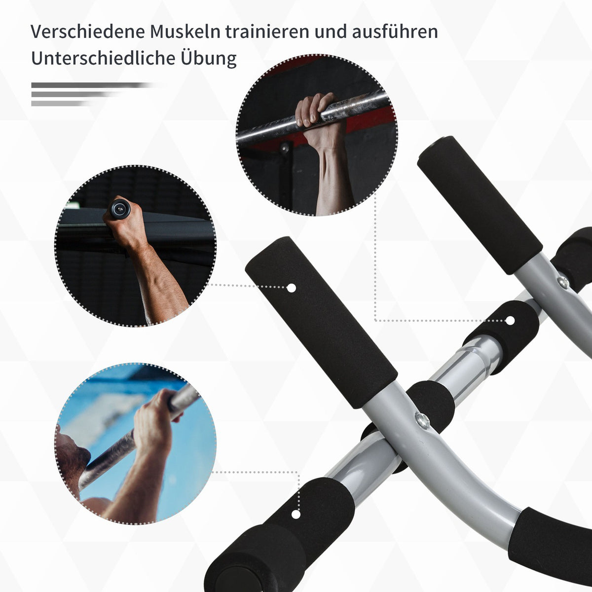 Pull-Up Bar Multifunctional Training Holder, Door Bar Made Of Steel And Foam, Black + Gray, 92X40X17Cm