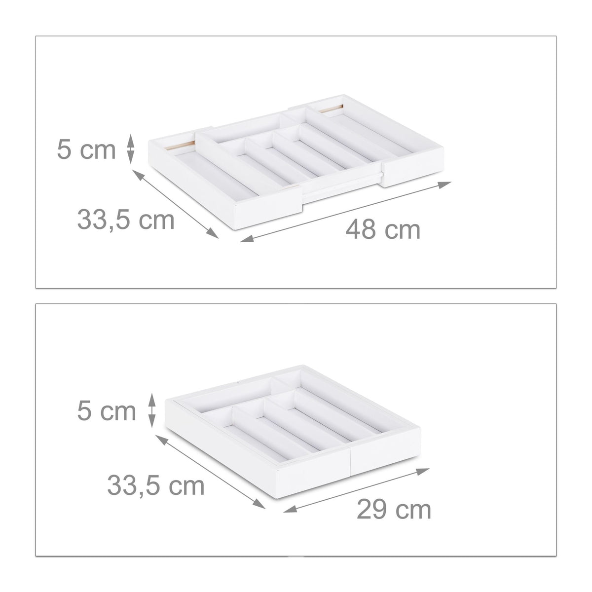 Pull-out cutlery box in white bamboo