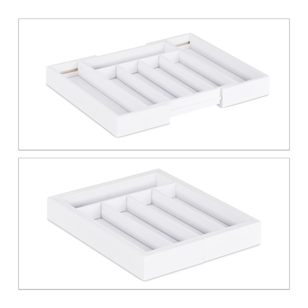 Pull-out cutlery box in white bamboo