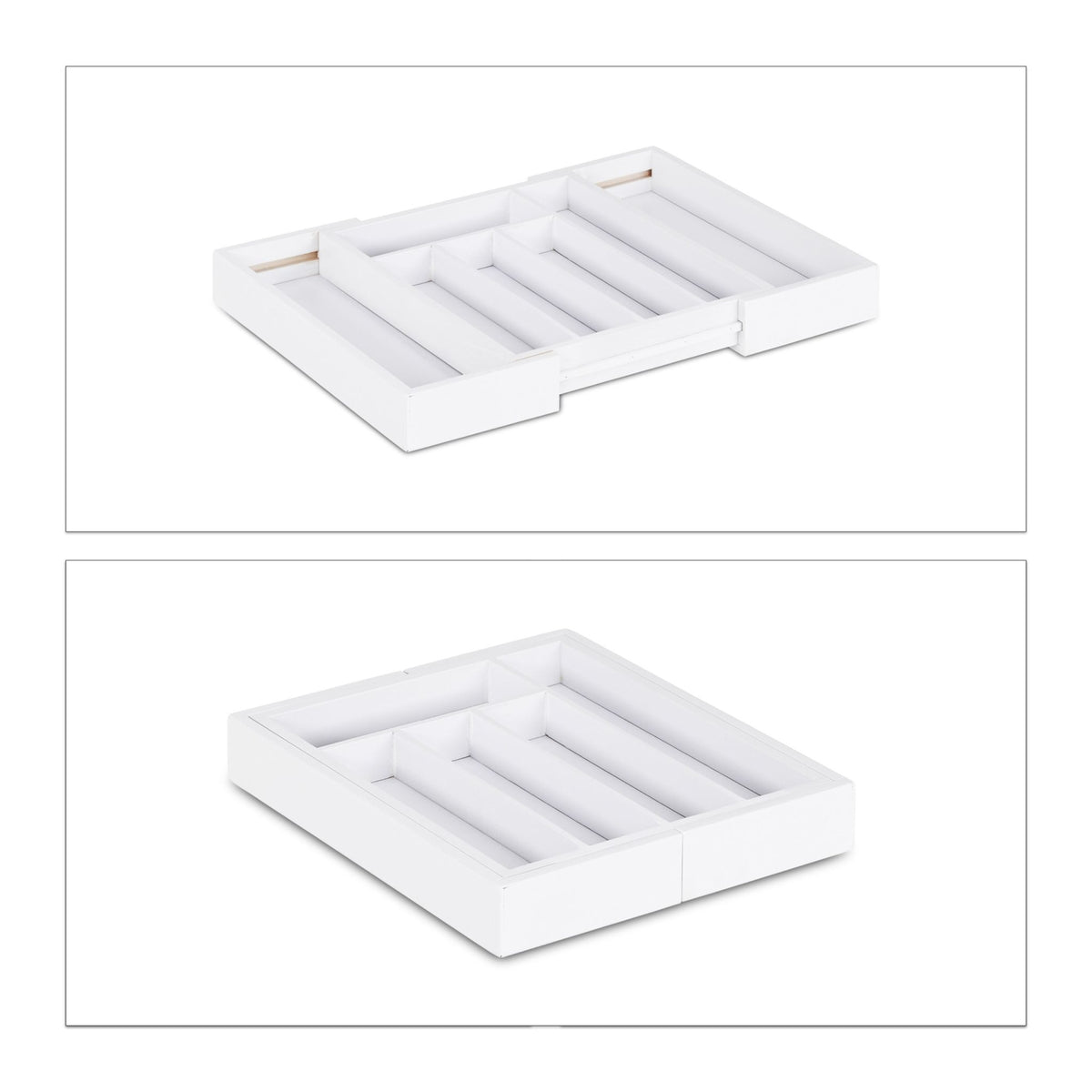Pull-out cutlery box in white bamboo