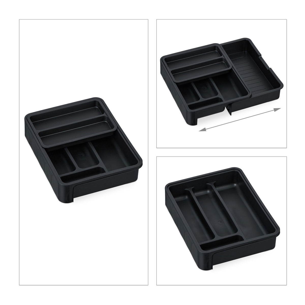 Pull-out cutlery tray in black