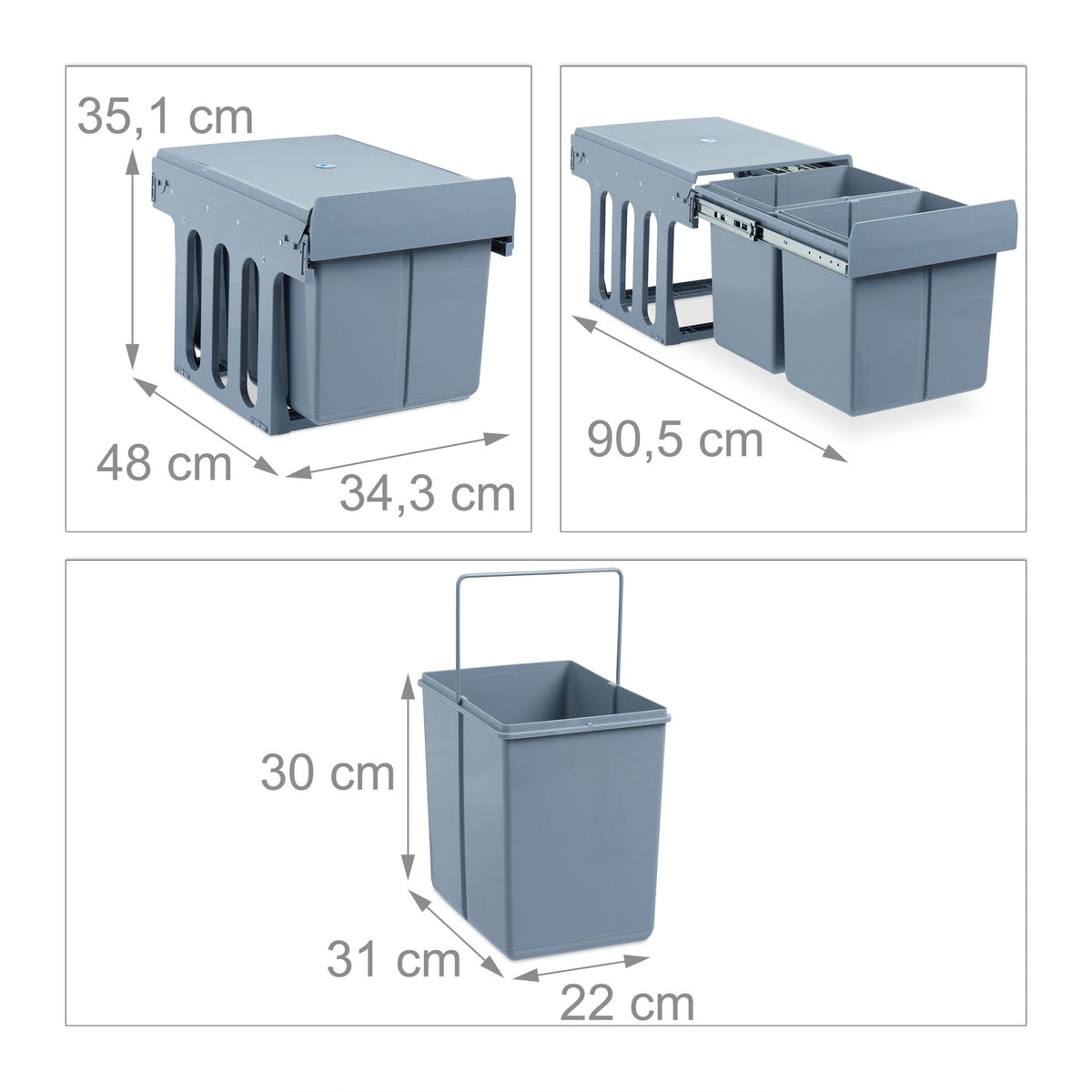 Pull-out source sorting 2 waste bins