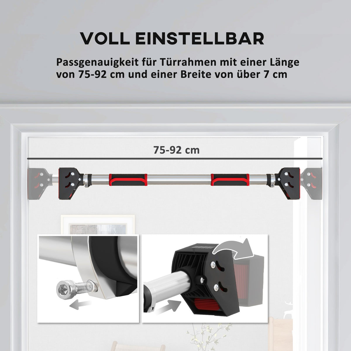 Pull-up bar, adjustable door frame, non-slip door bar, wall mounting, pull up bar for fitness at home, gym, steel, black