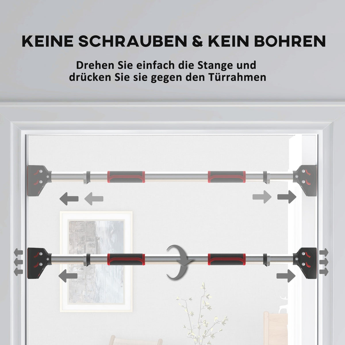 Pull-up bar, adjustable door frame, non-slip door bar, wall mounting, pull up bar for fitness at home, gym, steel, black