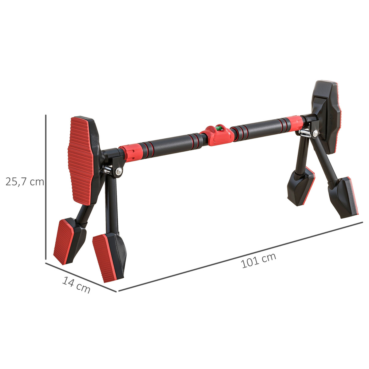 Pull-up bar, adjustable pull-ups with level meter, for door frames, with triangular support, maximum load 225kg, black