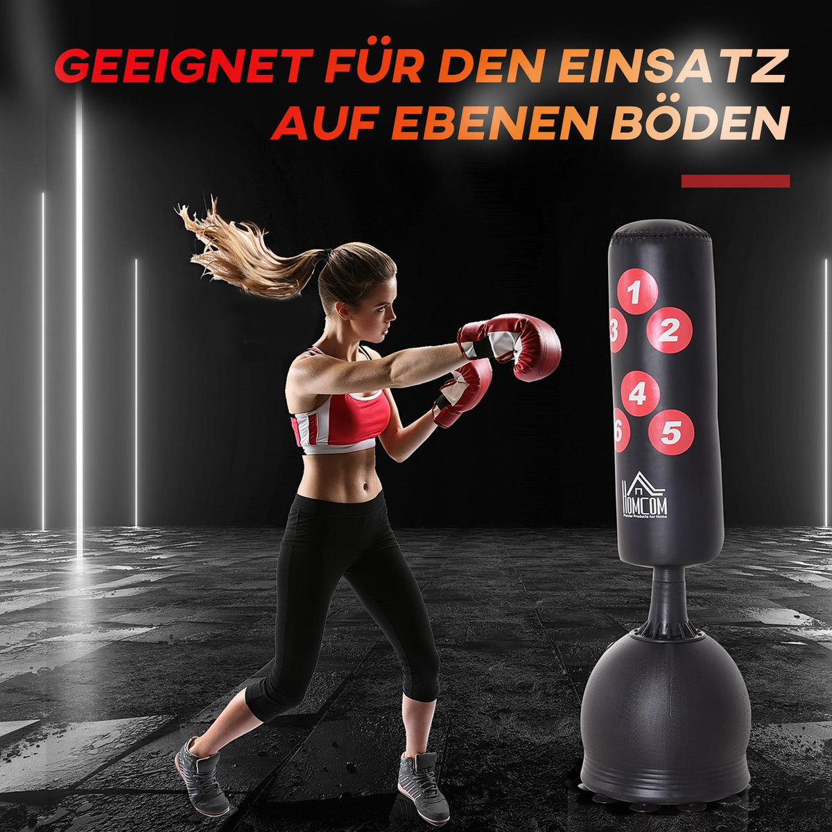 Punching Bag Freestanding Punching Bag 165Cm For Adults, Heavy Duty With Suction Cup Base, Black, Ideal For Professionals & Beginners