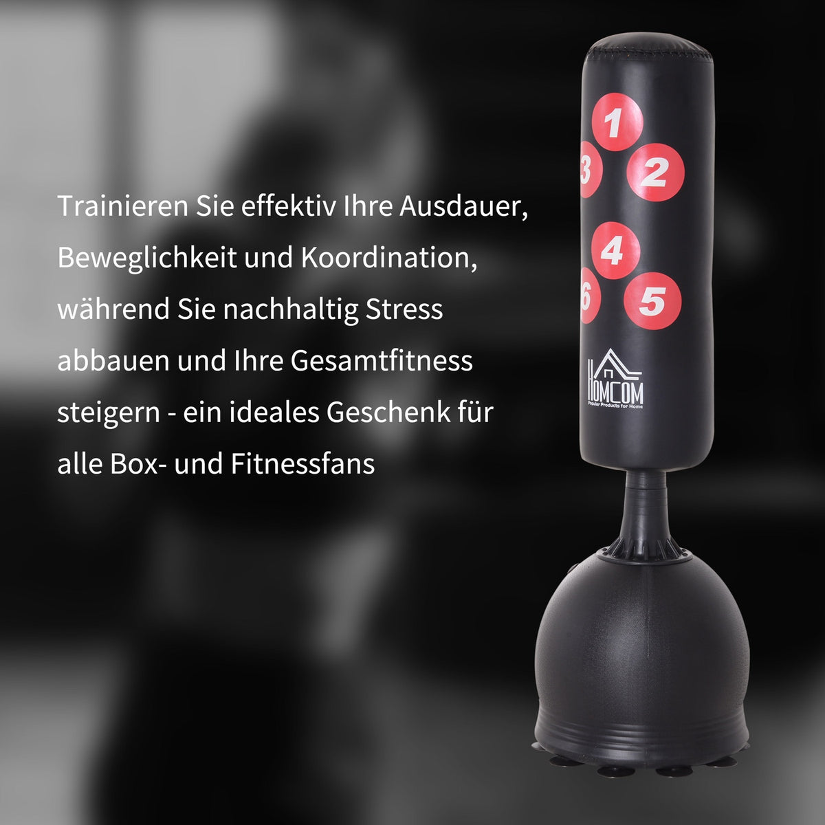 Punching Bag Freestanding Punching Bag 165Cm For Adults, Heavy Duty With Suction Cup Base, Black, Ideal For Professionals & Beginners