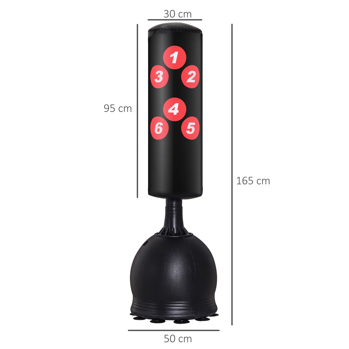 Punching Bag Freestanding Punching Bag 165Cm For Adults, Heavy Duty With Suction Cup Base, Black, Ideal For Professionals & Beginners