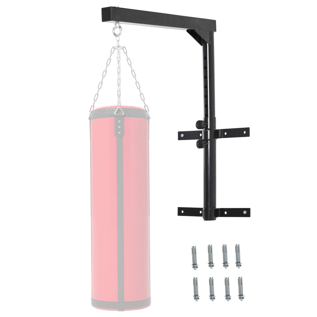 Punching Bag Holder Wall Mount Punching Bag Sandbag Holder Up To 100 Kg Load Capacity 60-88Cm Height Adjustable Black