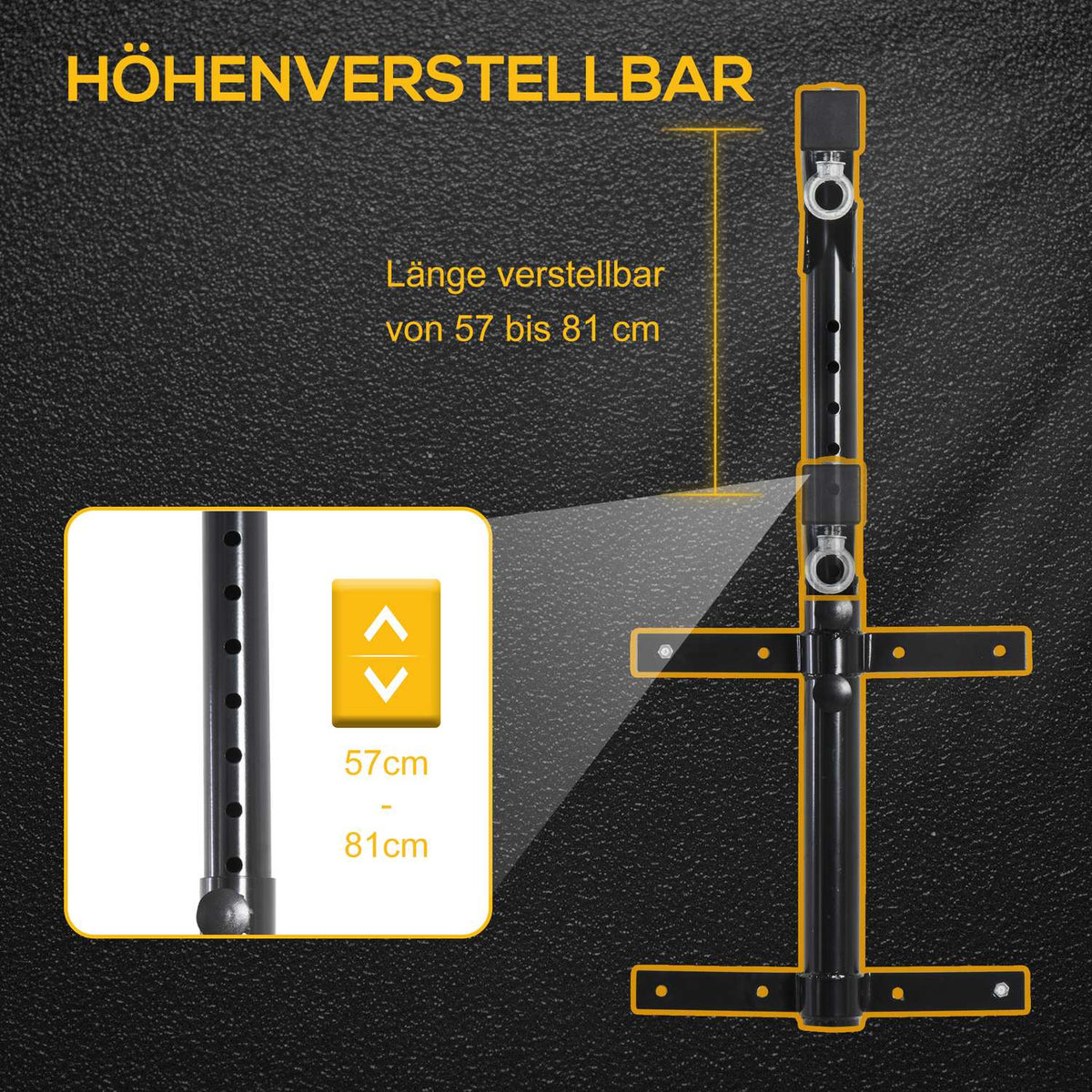 Punching Bag Holder Wall Mount Punching Bag Sandbag Holder Up To 100 Kg Load Capacity 60-88Cm Height Adjustable Black