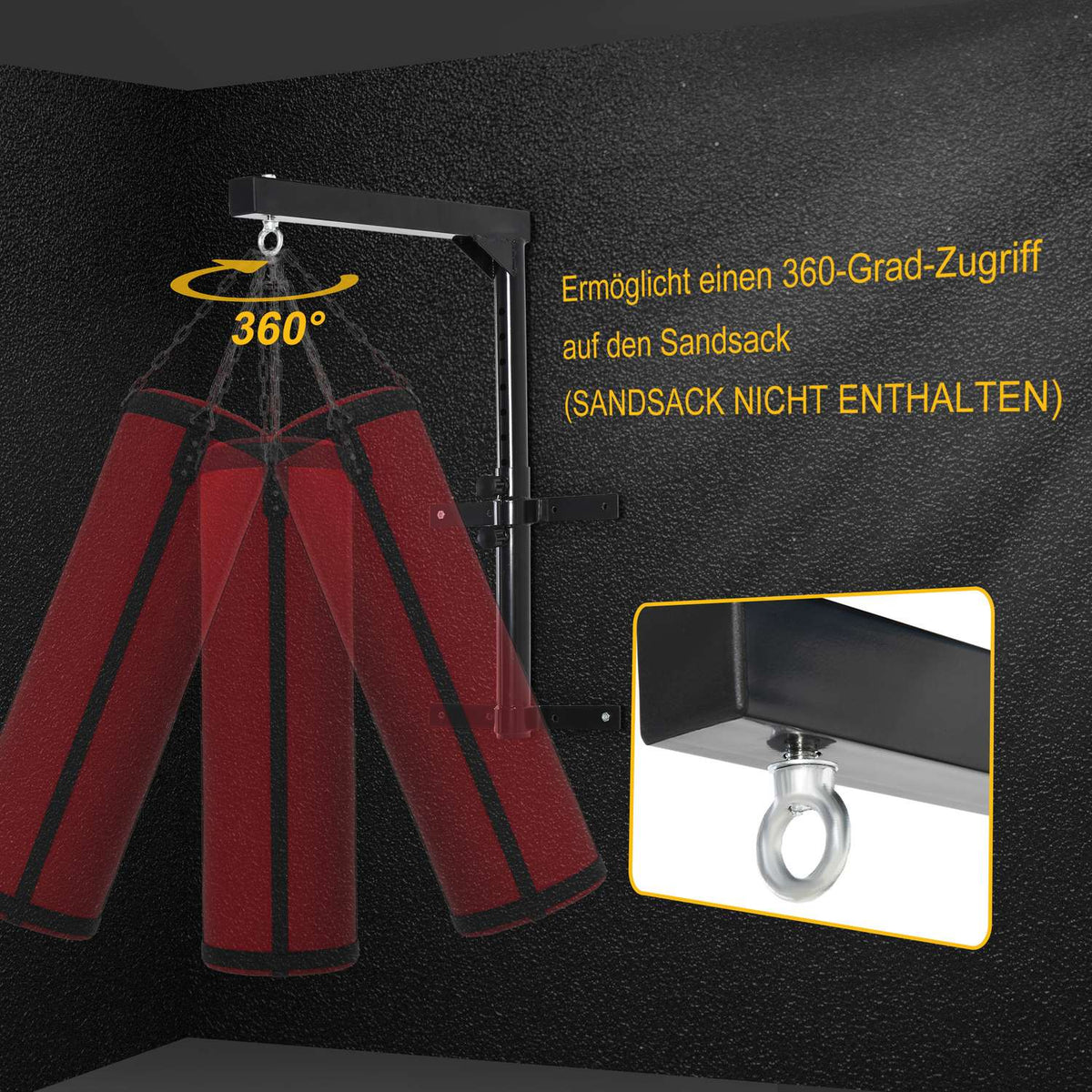 Punching Bag Holder Wall Mount Punching Bag Sandbag Holder Up To 100 Kg Load Capacity 60-88Cm Height Adjustable Black
