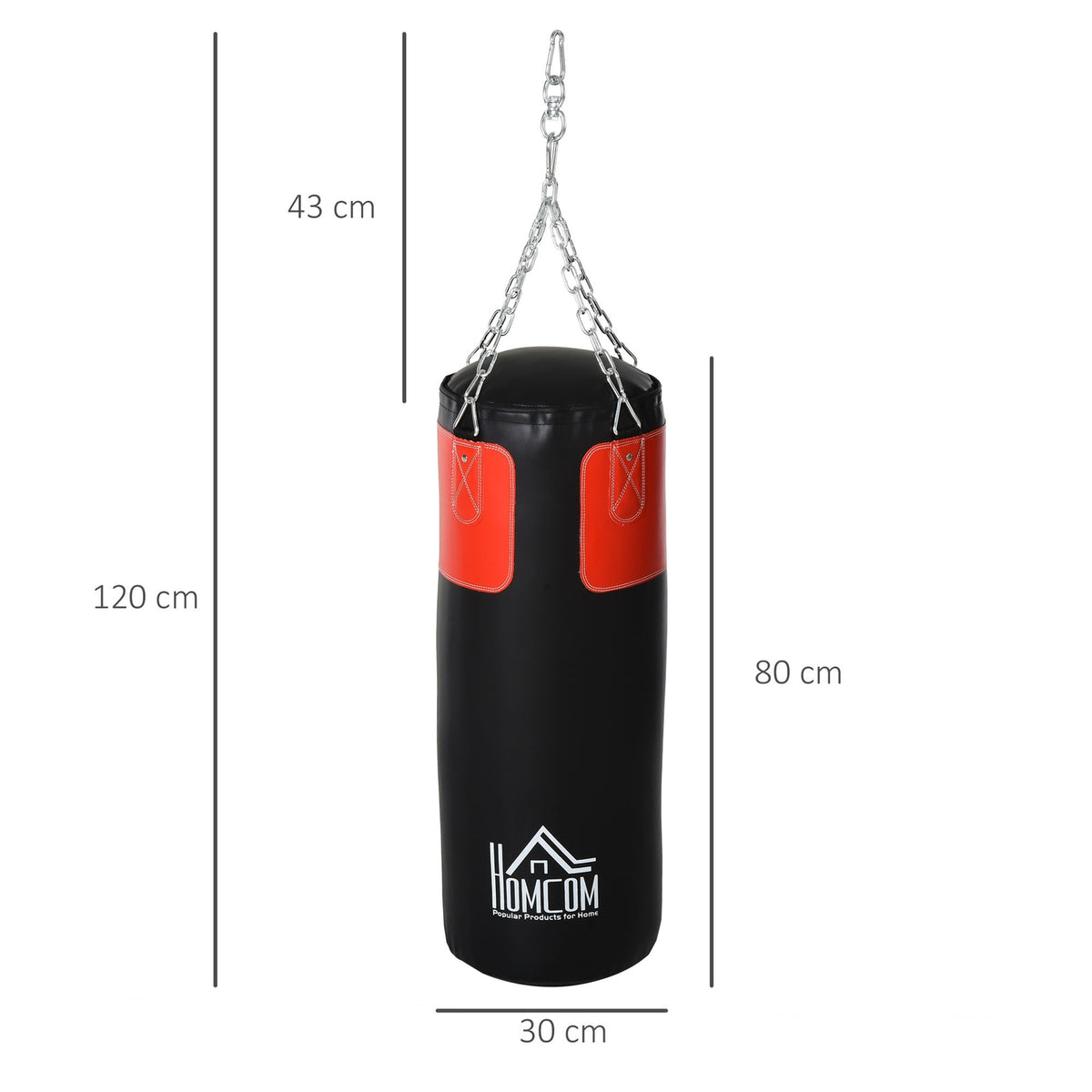 Punching Bag Set Complete Boxing Set With Gloves, Filled, For Adults & Teenagers, Black+Red, Ø30X120Cm, 16Kg