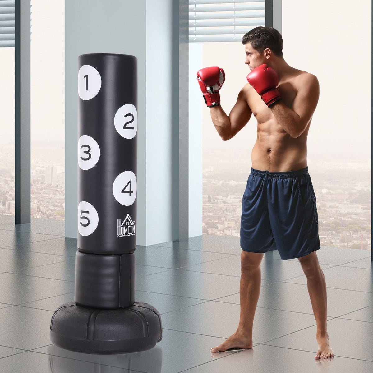 Punching Bag Standing 176Cm Adult Freestanding Heavy Duty Standing Punching Bag With Stand And Vinyl Pad Boxing Partner Boxing Trainer Black