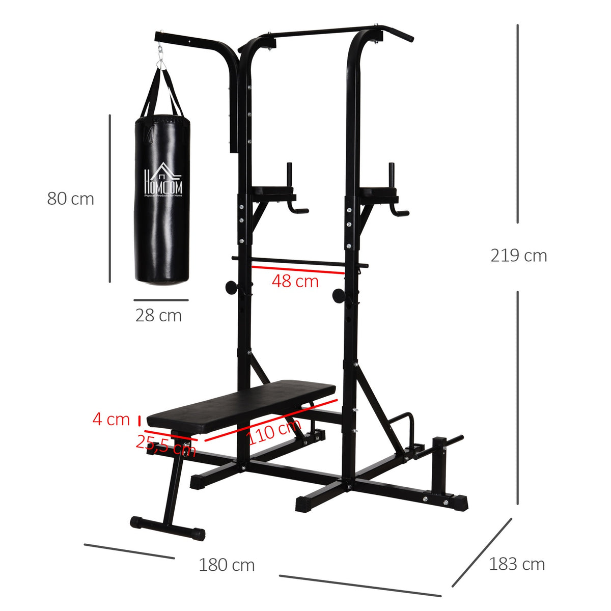 Punching Bag, Steel, Black, 180X183X219 Cm