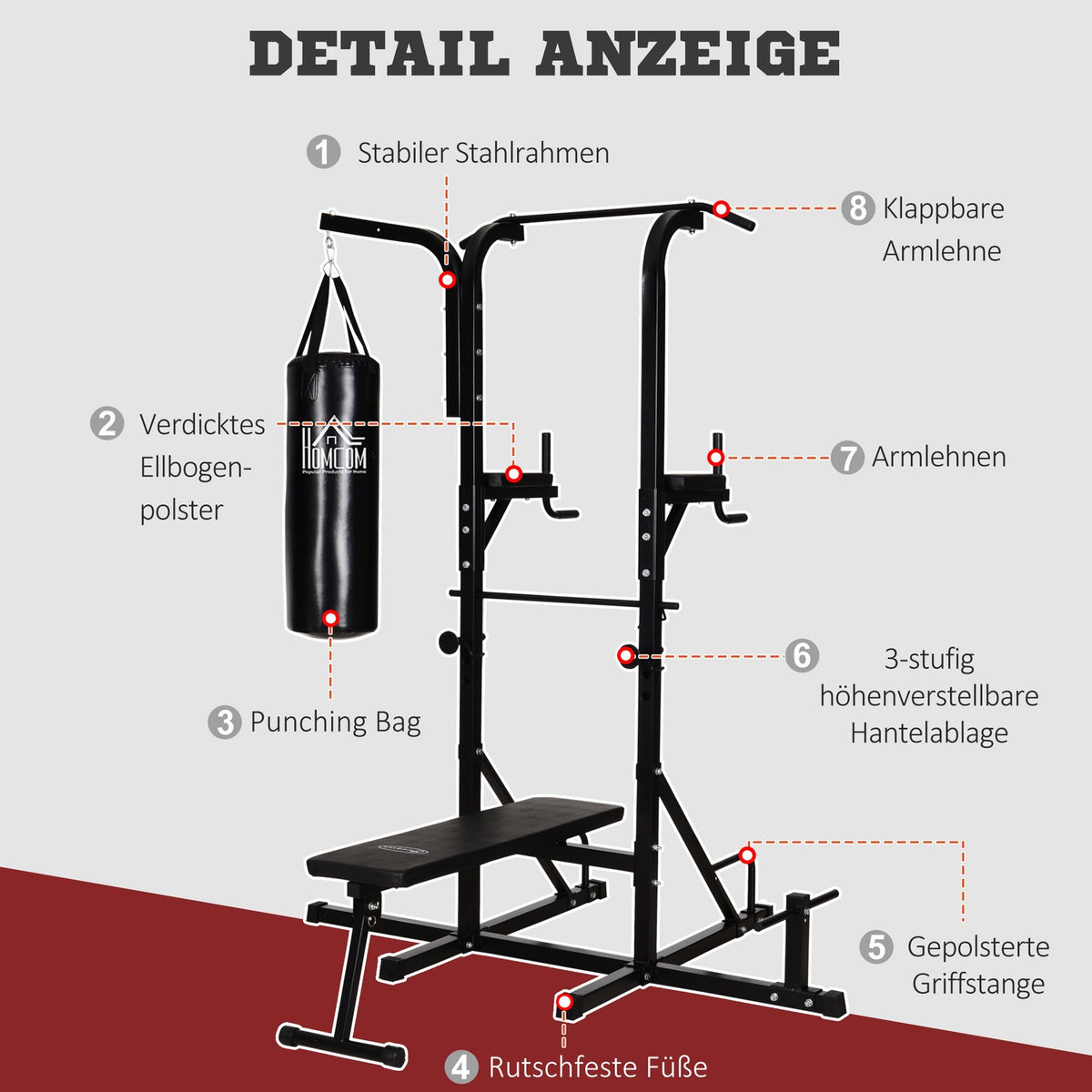 Punching Bag, Steel, Black, 180X183X219 Cm