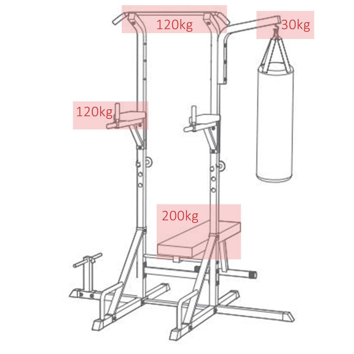 Punching Bag, Steel, Black, 180X183X219 Cm