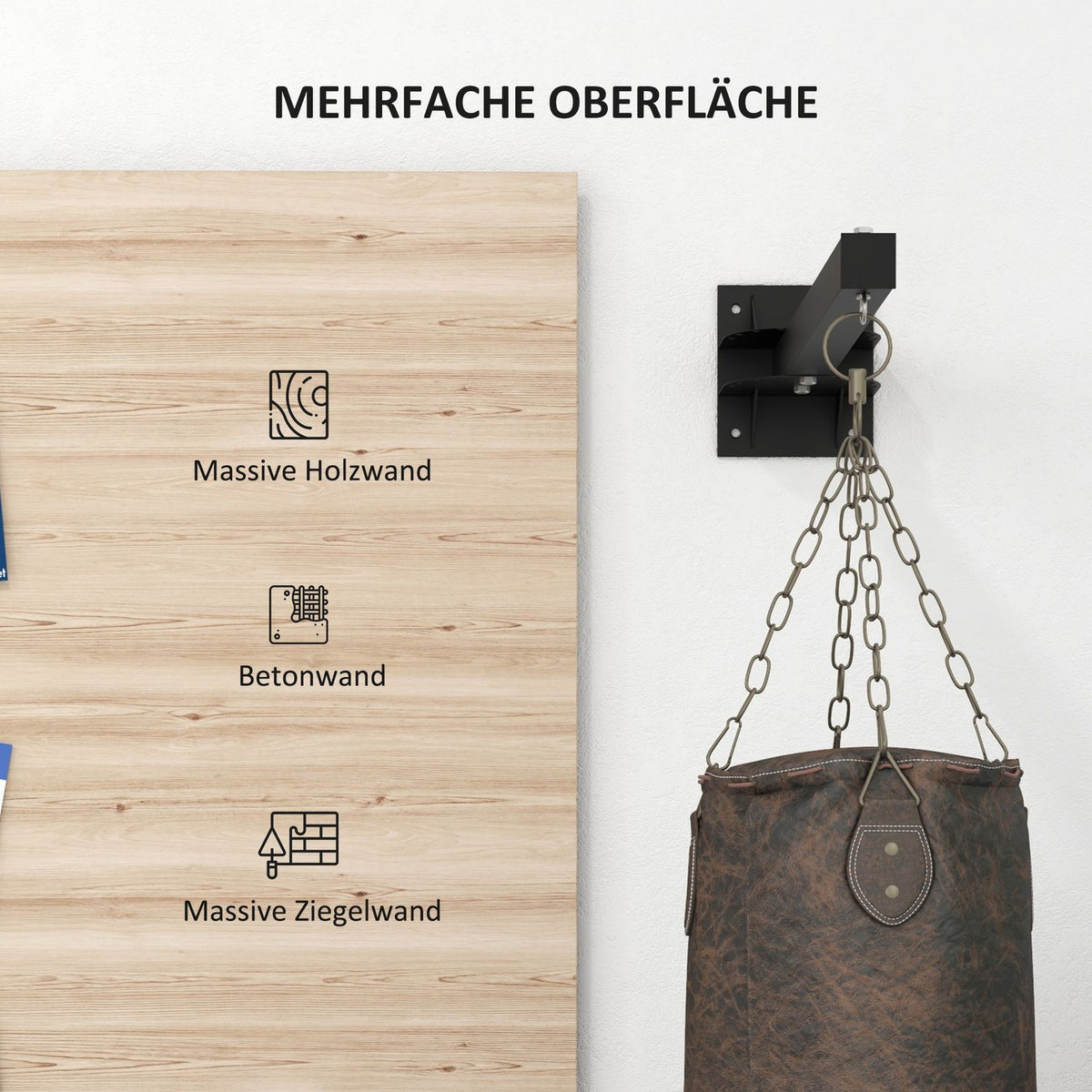 Punching Bag Wall Mount Adjustable Up To 100 Kg Steel Gym Fitness Studio