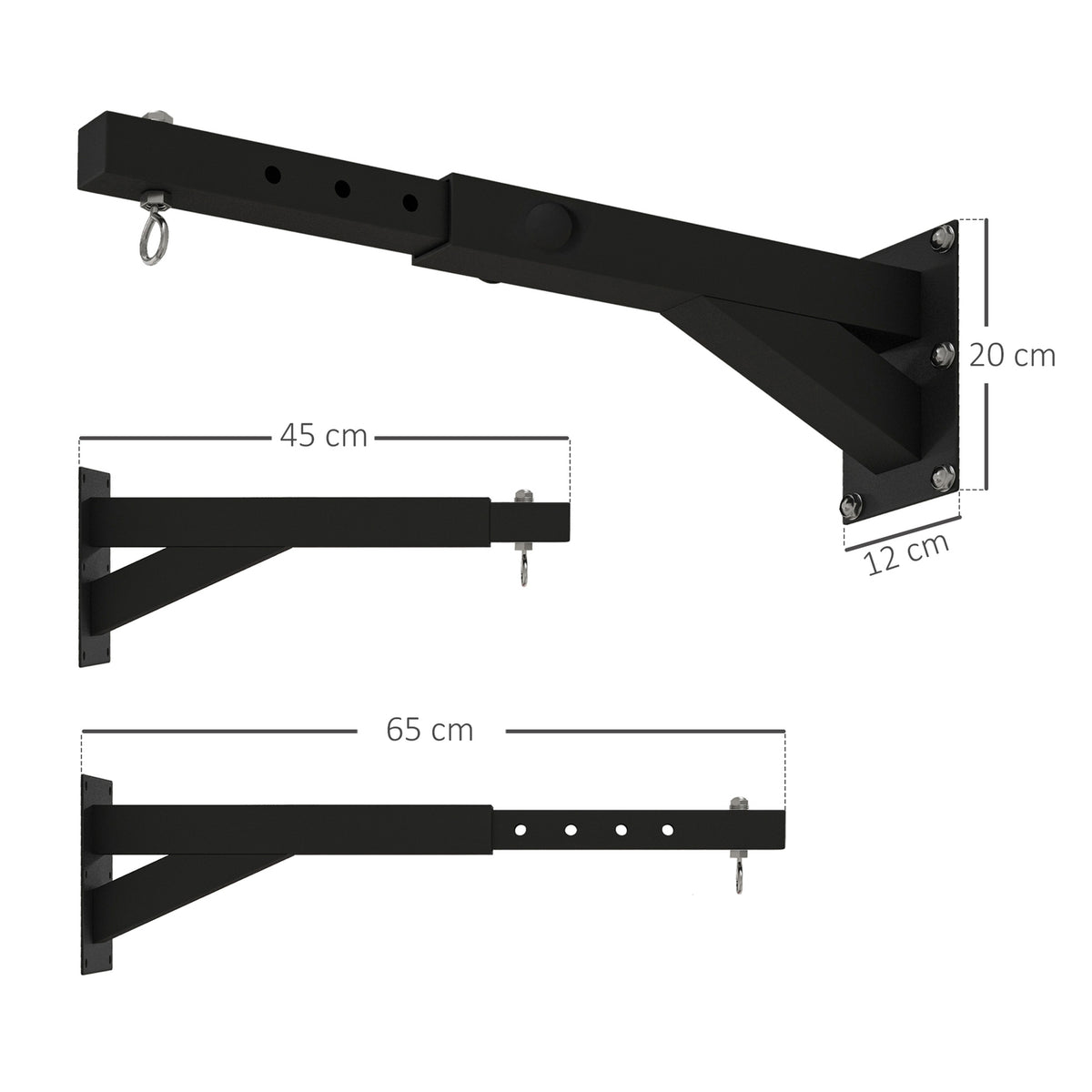 Punching Bag Wall Mount Punching Bag Stand Adjustable Punching Bag Holder for Punch Bag, Sandbag, Steel, Black