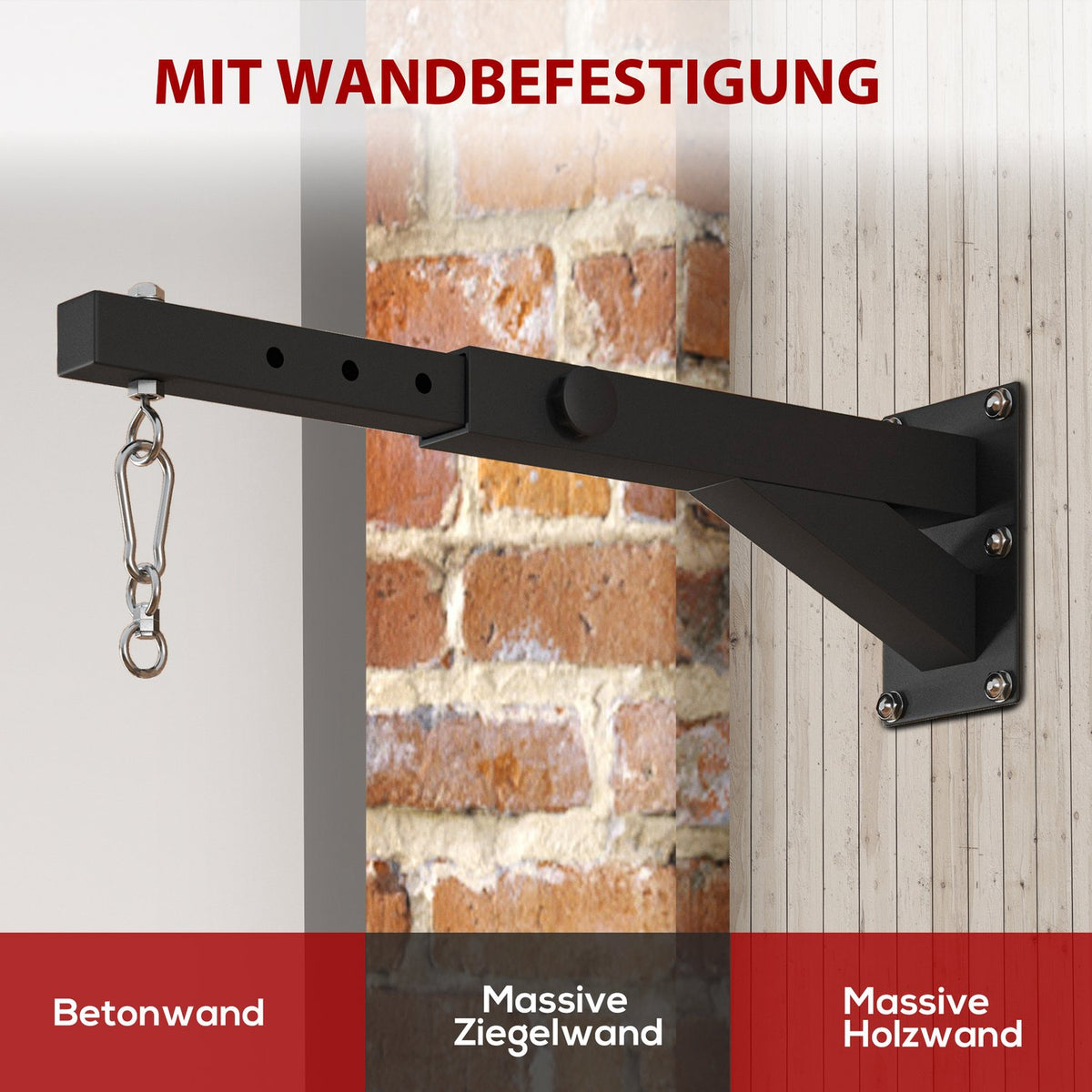 Punching Bag Wall Mount Punching Bag Stand Adjustable Punching Bag Holder for Punch Bag, Sandbag, Steel, Black