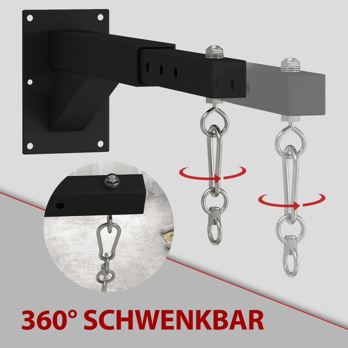 Punching Bag Wall Mount Punching Bag Stand Adjustable Punching Bag Holder for Punch Bag, Sandbag, Steel, Black