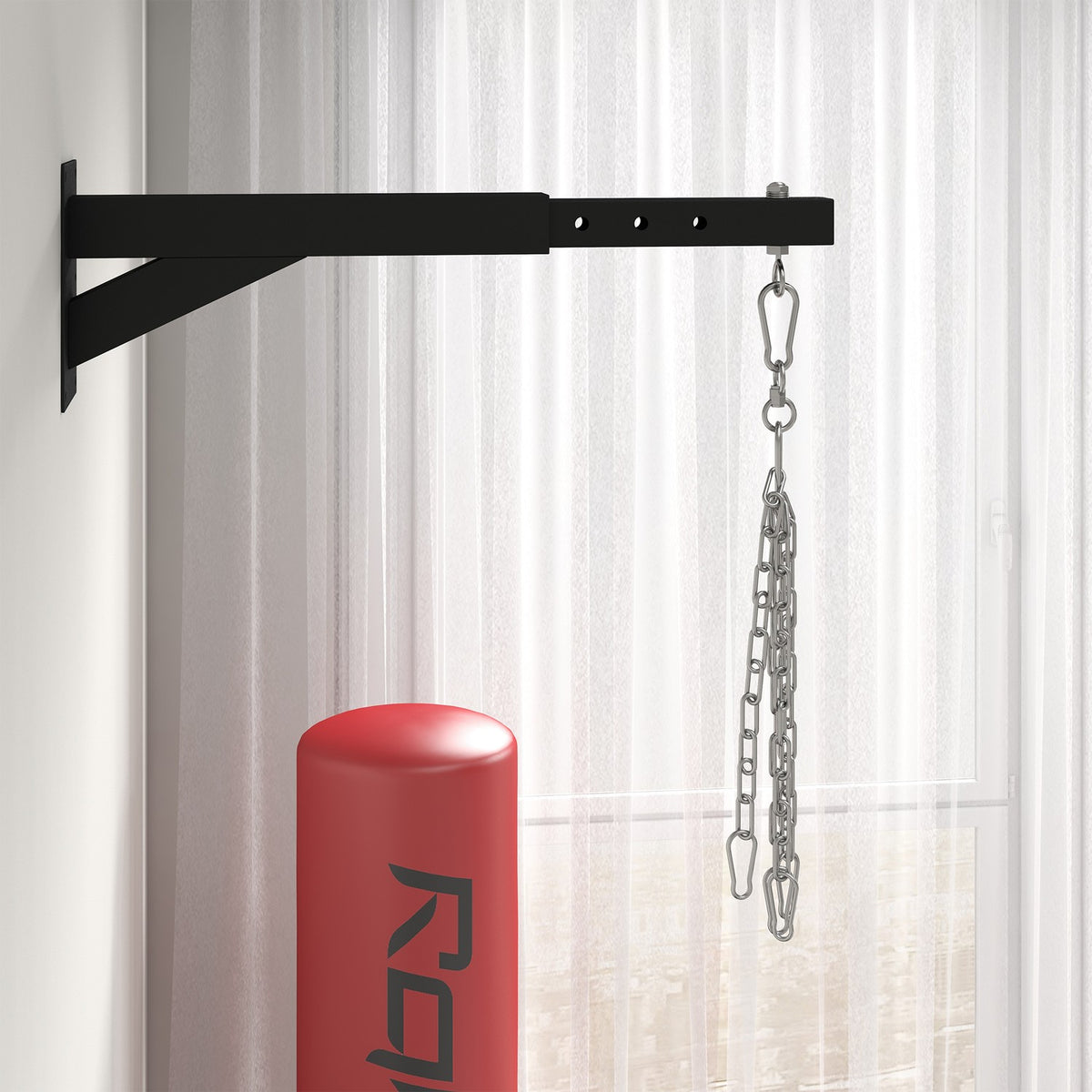 Punching Bag Wall Mount Punching Bag Stand Adjustable Punching Bag Holder for Punch Bag, Sandbag, Steel, Black