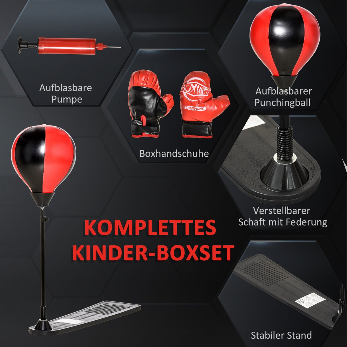 Punching Ball Boxing Stand For Children 5-8 Years Standing Boxing Bag With Boxing Gloves Punching Ball Set Height Adjustable From 87.5 To 129.5 Cm