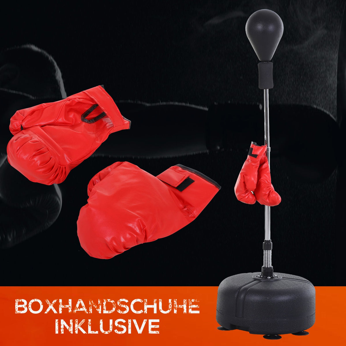 Punching Ball Set Stand Box Training Set 136-154 Cm Height Adjustable With 1 Pair Of Gloves Suitable For Professionals And Beginners Black