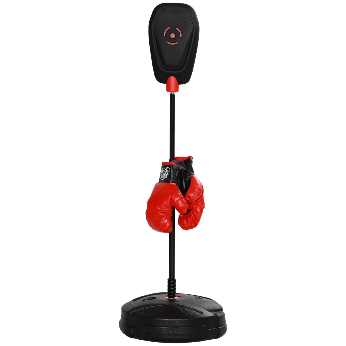 Punching bag 88-124 cm height-adjustable boxing stand with boxing gloves, boxing set with water/sand fillable stand for 5-10 years children, steel, black