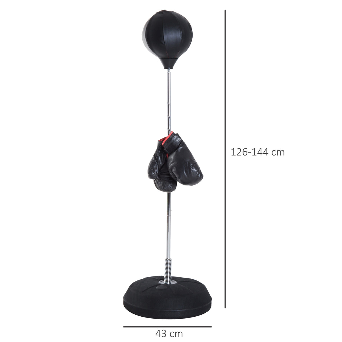Punching bag, boxing stand with gloves, punching ball, 1.26-1.44 m height-adjustable standing boxing ball, standing boxing trainer for boxing