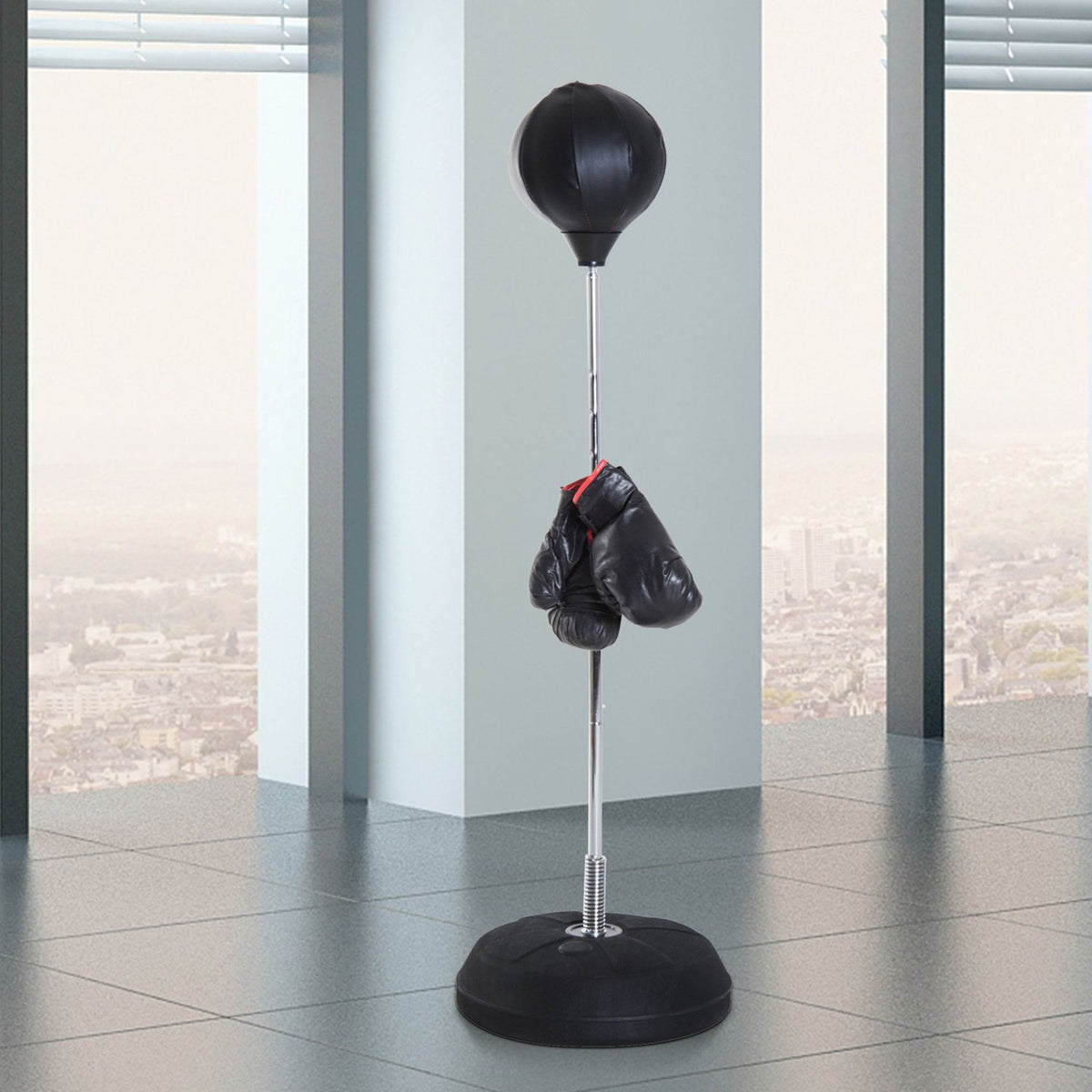 Punching bag, boxing stand with gloves, punching ball, 1.26-1.44 m height-adjustable standing boxing ball, standing boxing trainer for boxing