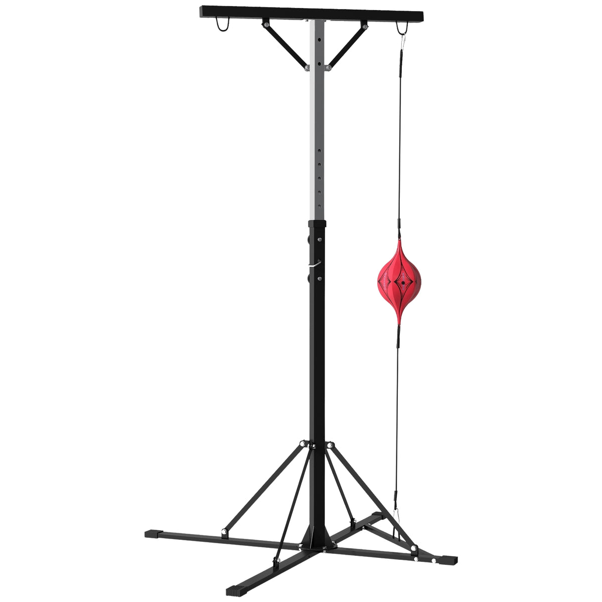 Punching bag stand, height adjustable, free-standing punching bag holder with speedball, load capacity up to 60 kg, steel, black